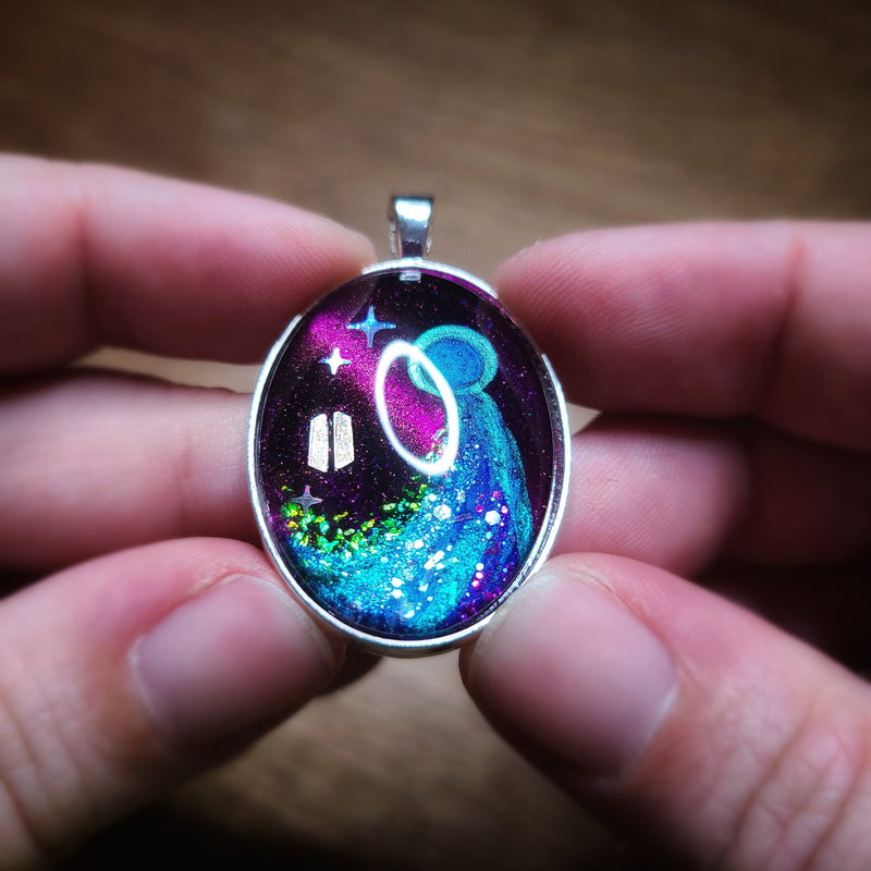 BTS054 Oval Starscape: BTSxARMY Blue-Green Comet on Magnetic Purple